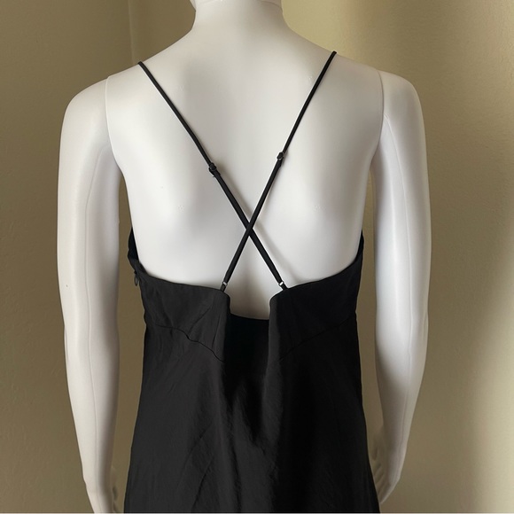 Madewell Layton midi V-neck adjustable cami straps slip dress true black Size 10 - Picture 4 of 12